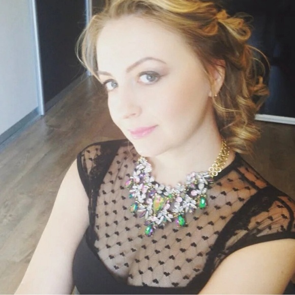 Zara Colorful Crystal Bib Necklace - Picture 5 of 15